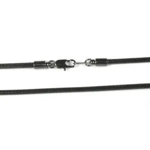 3mm Black Smooth Cotton Cord with Hematite Finish Ends