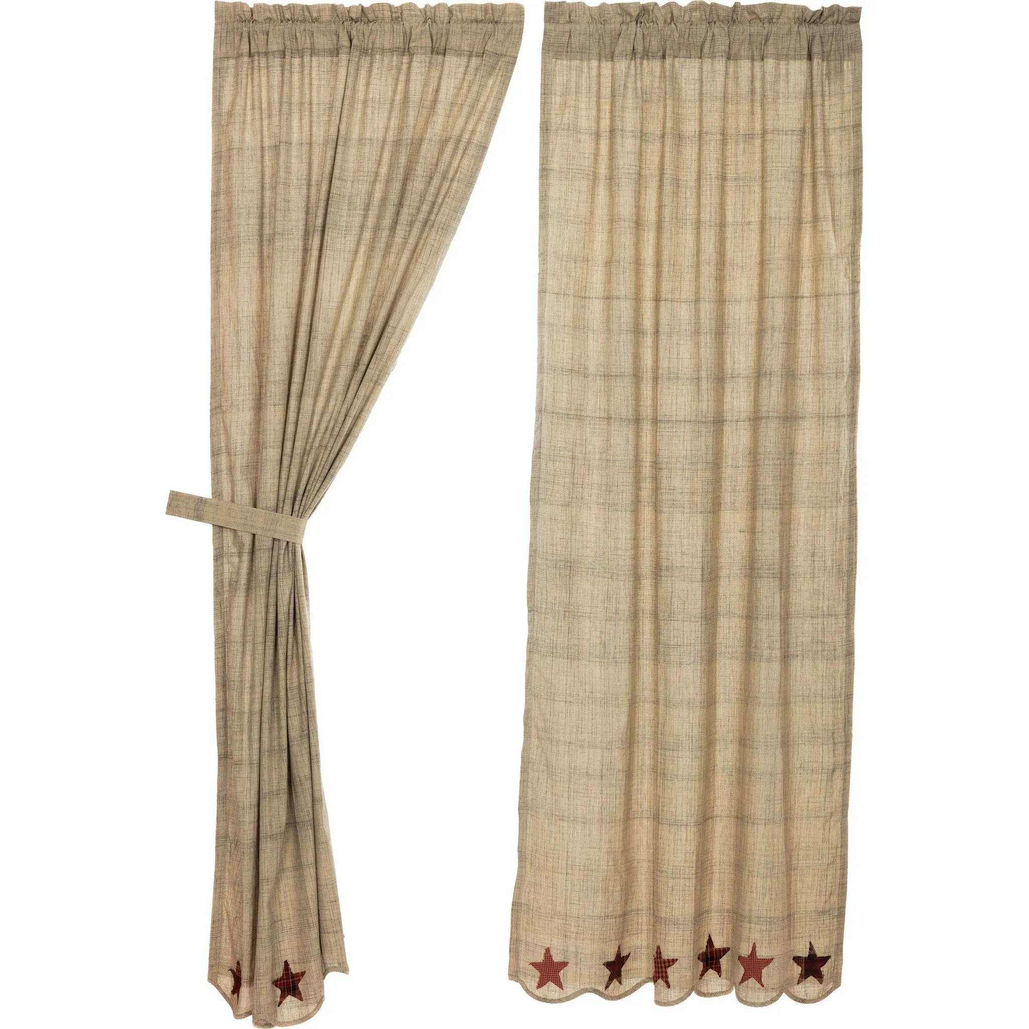 Abilene Star Scalloped Lined Panel Curtains 84"