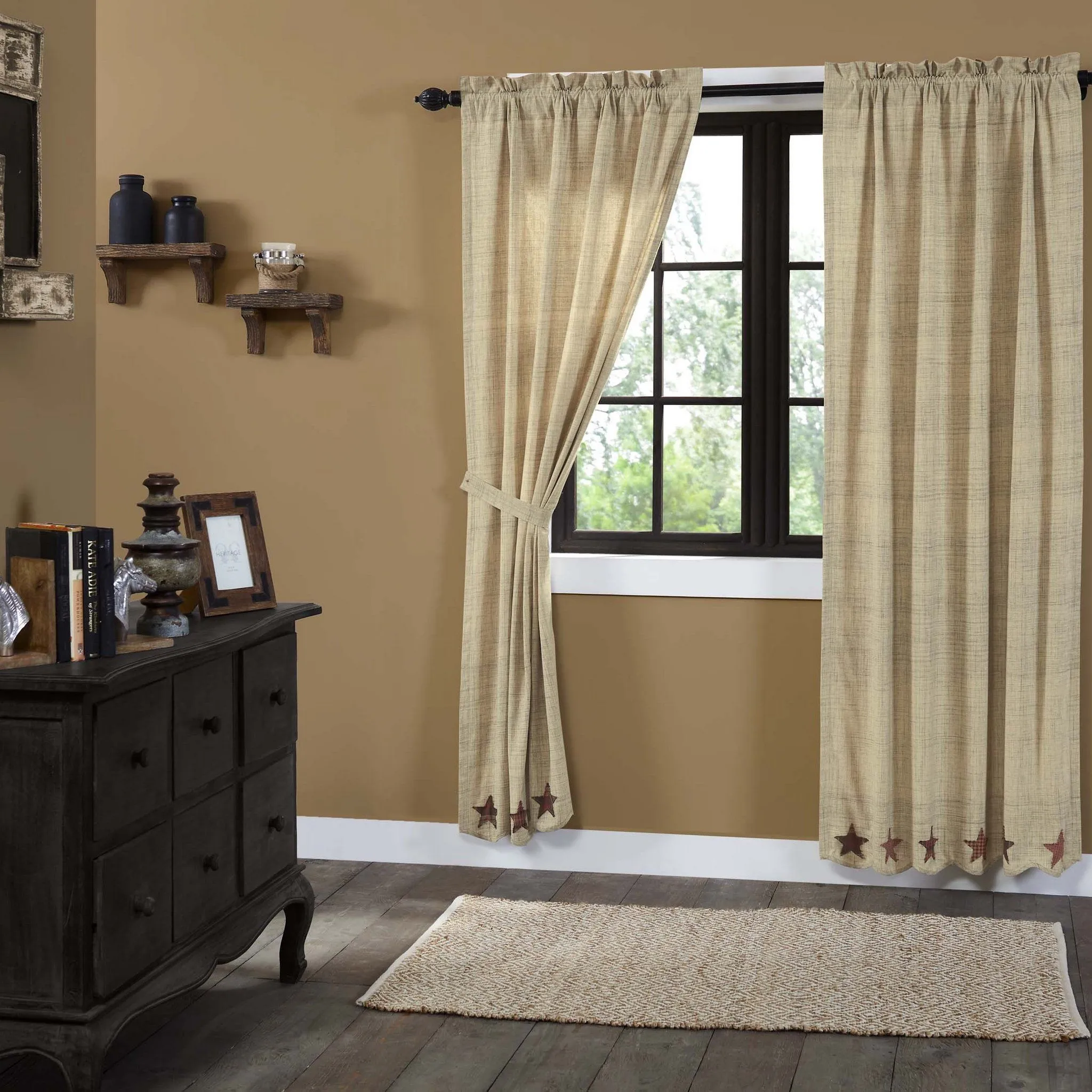 Abilene Star Scalloped Lined Panel Curtains 84"