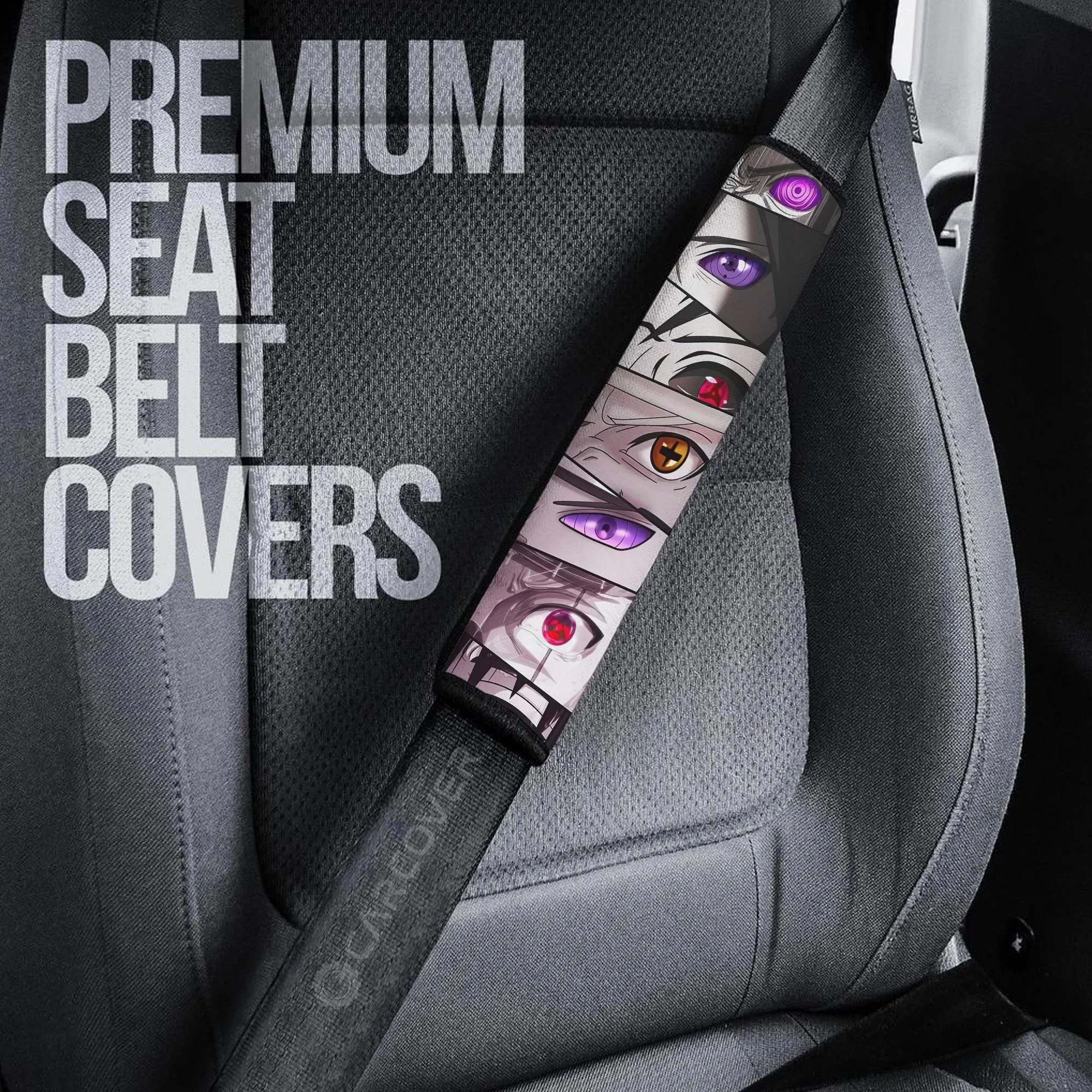 And Sharingan Eyes Seat Belt Covers Custom Anime Car Accessories