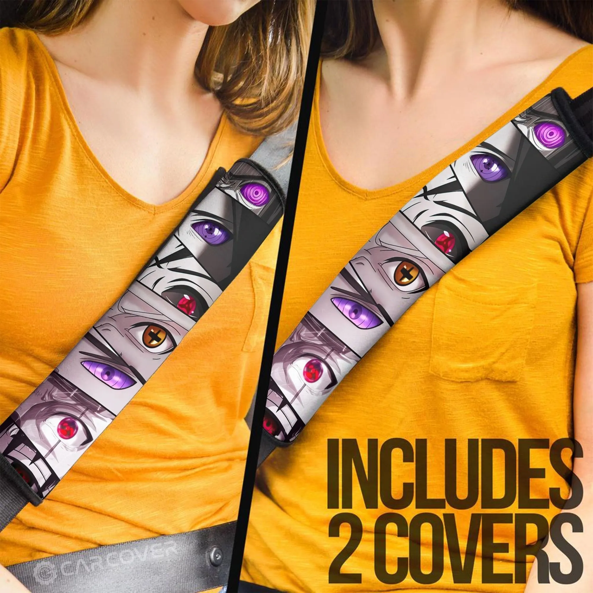 And Sharingan Eyes Seat Belt Covers Custom Anime Car Accessories