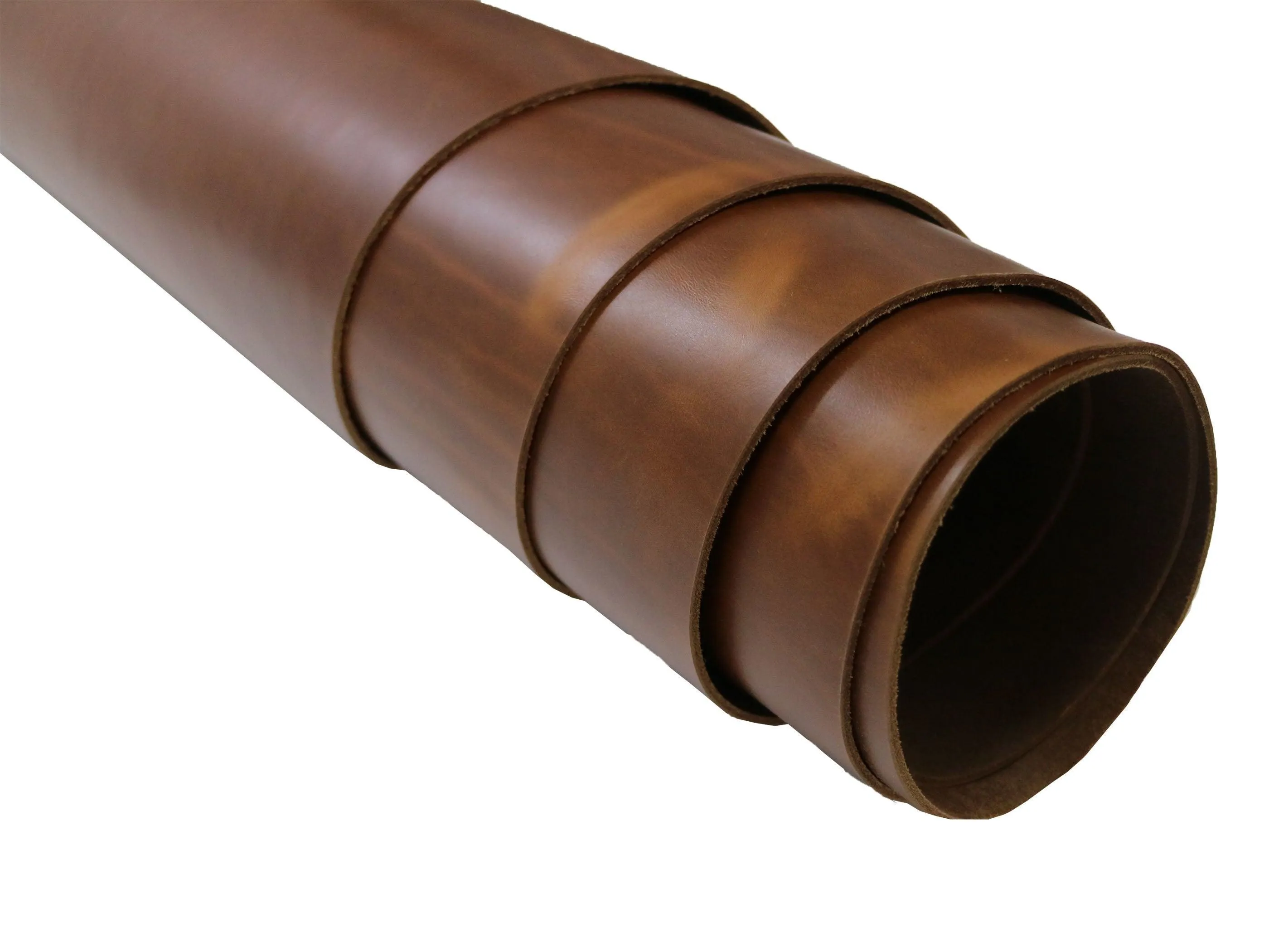 Antique Tan Brown - Oxford Xcel Leather Cowhide Strip, 5/6oz Thick, 60-72" length, Chrome Tanned