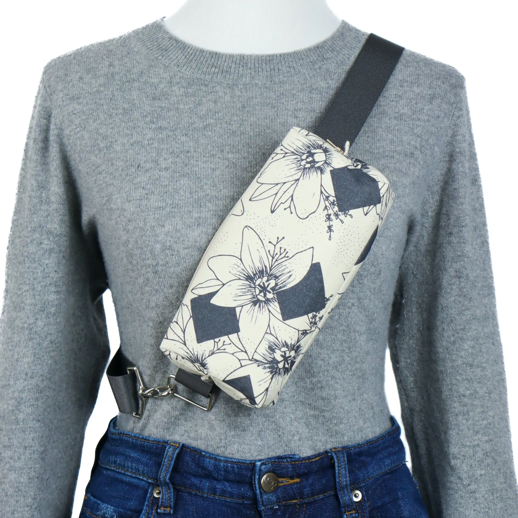 Belt Bag Sewing Kit - Supplies, Printed Pattern and Video Tutorial - Diamond Floral