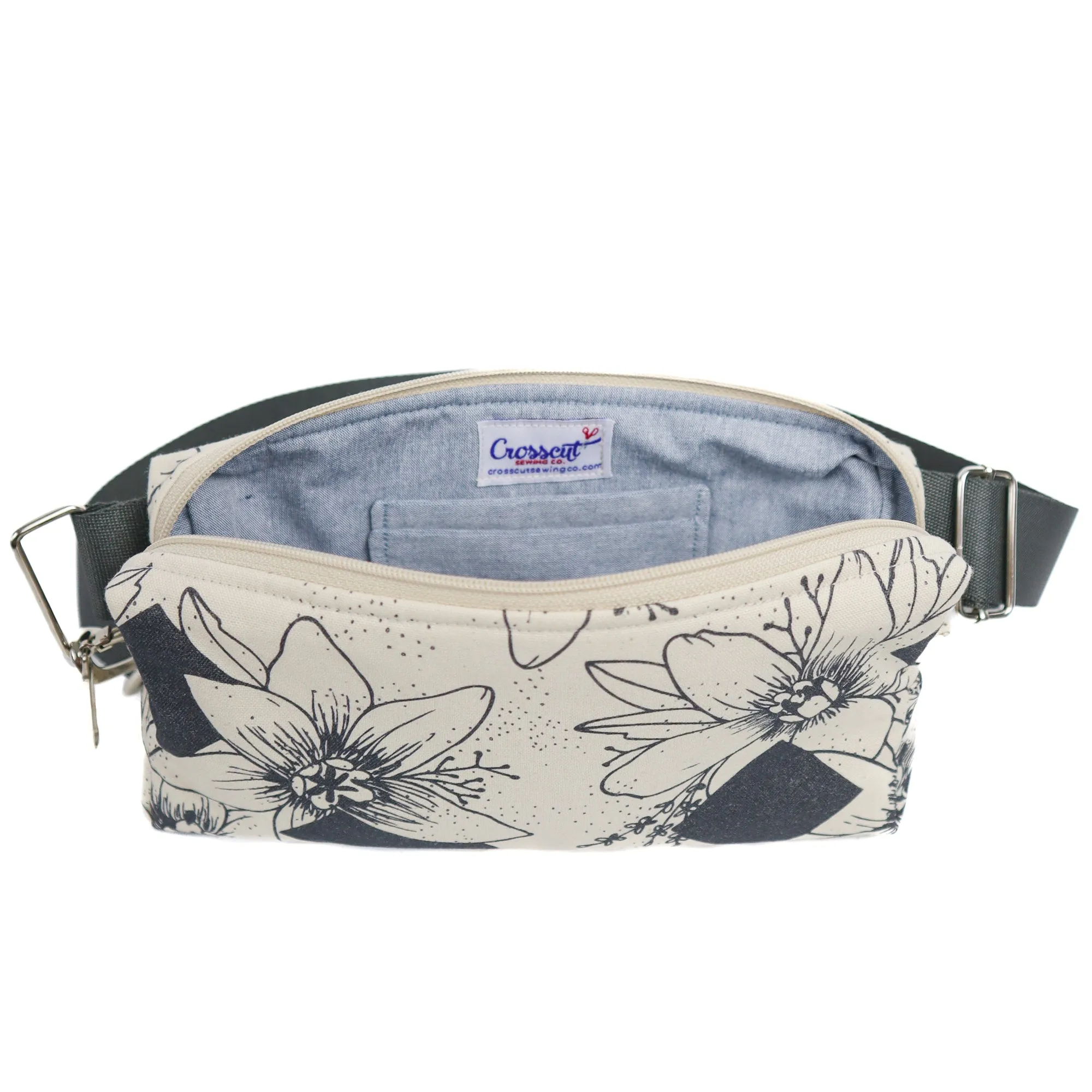 Belt Bag Sewing Kit - Supplies, Printed Pattern and Video Tutorial - Diamond Floral
