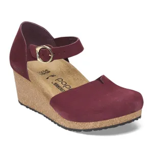 Birkenstock Mary Ring-Buckle in Zinfandel Nubuck Leather, Cognac Oiled Leather & Black in Narrow Widths