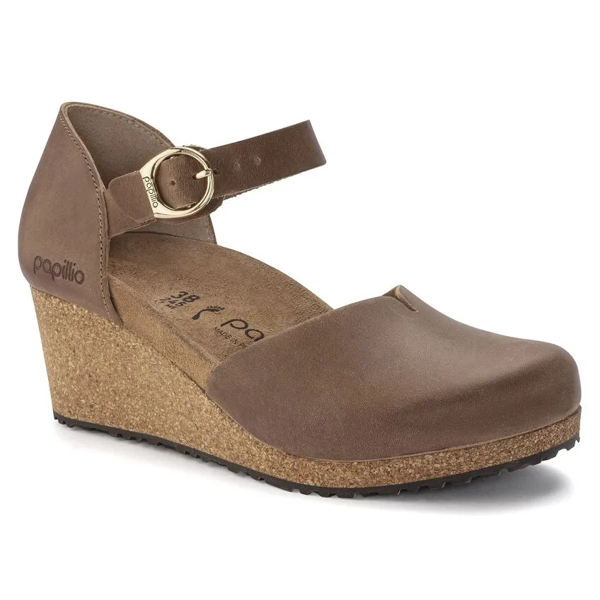 Birkenstock Mary Ring-Buckle in Zinfandel Nubuck Leather, Cognac Oiled Leather & Black in Narrow Widths