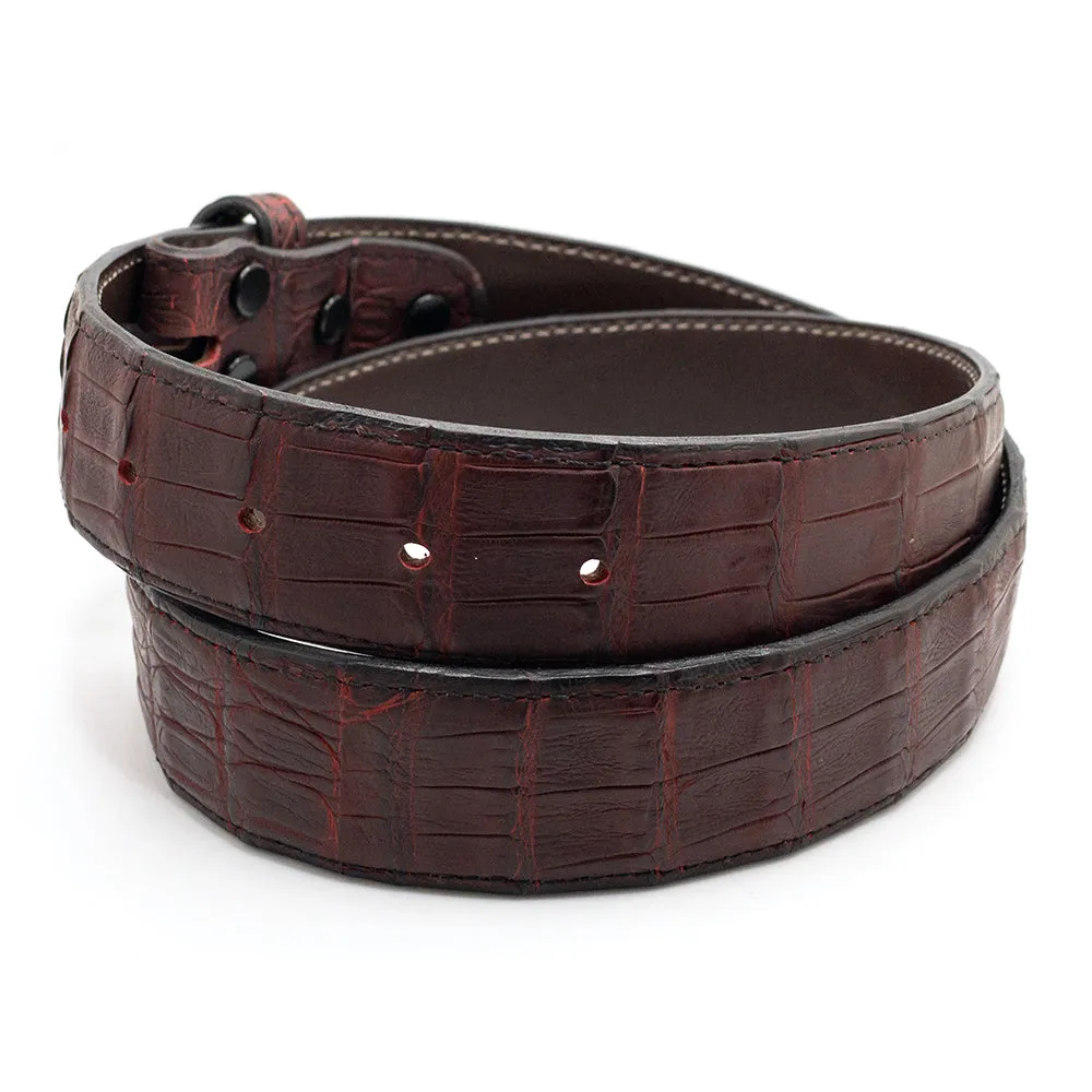 Black-Cherry Crocodile Belt Straps