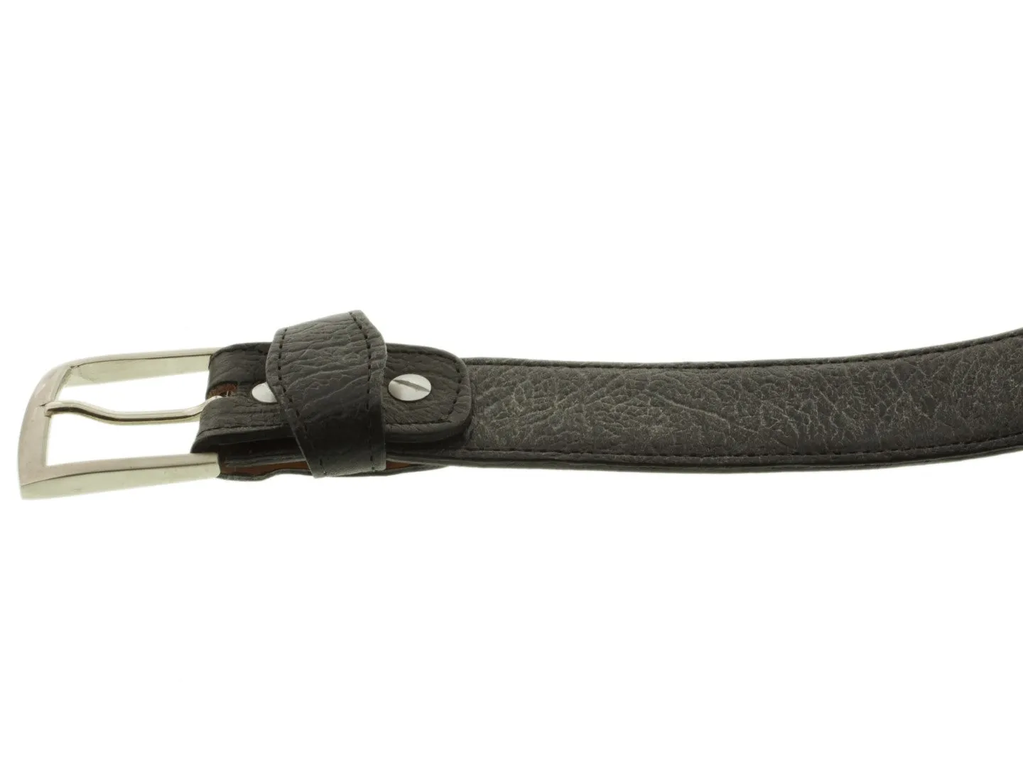 Black Western Cowboy Belt Shark Print Leather - Silver Buckle