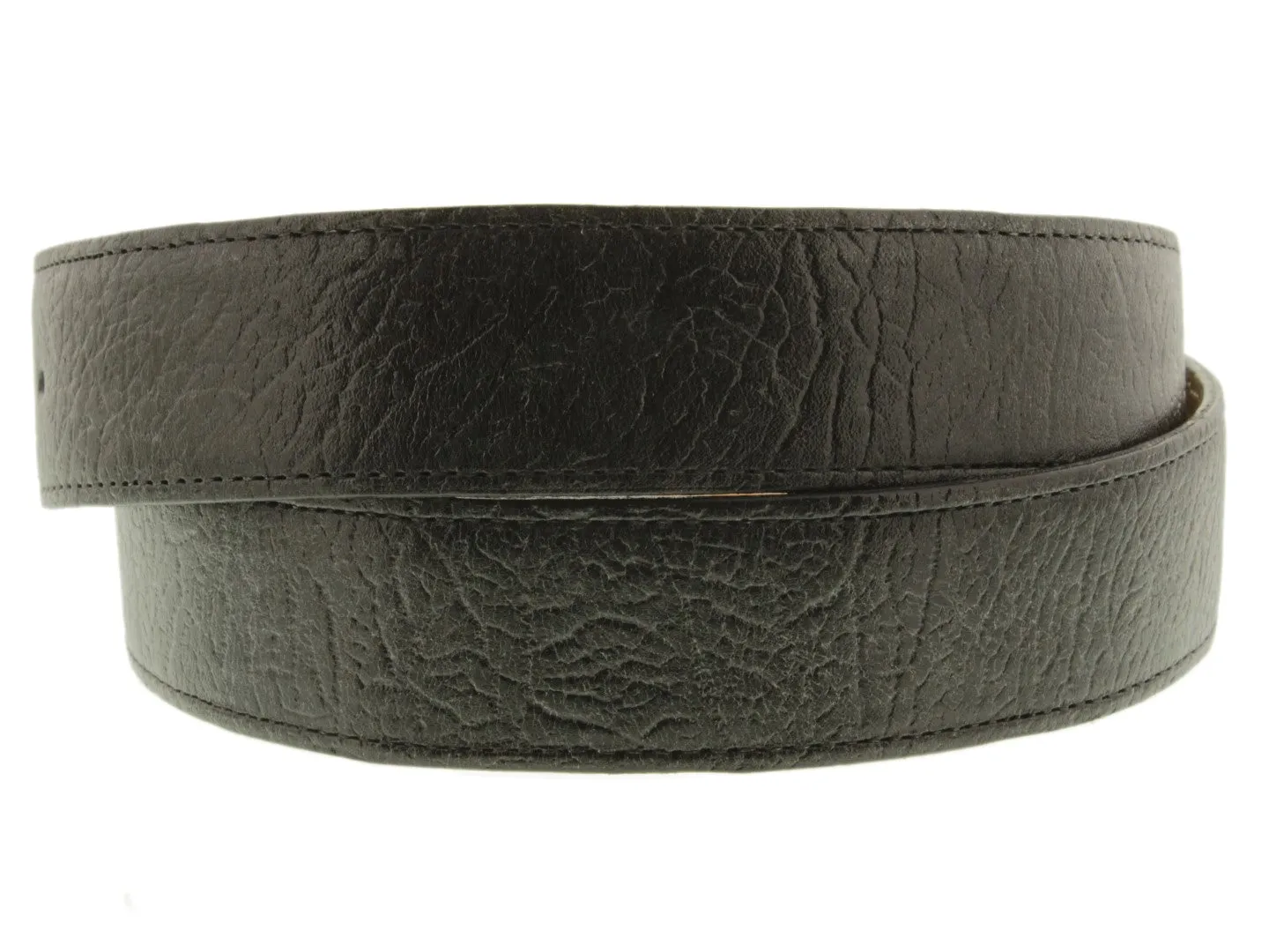 Black Western Cowboy Belt Shark Print Leather - Silver Buckle
