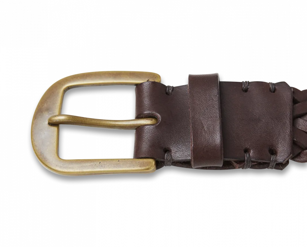 Braided Belt - Walnut Brown / Brass