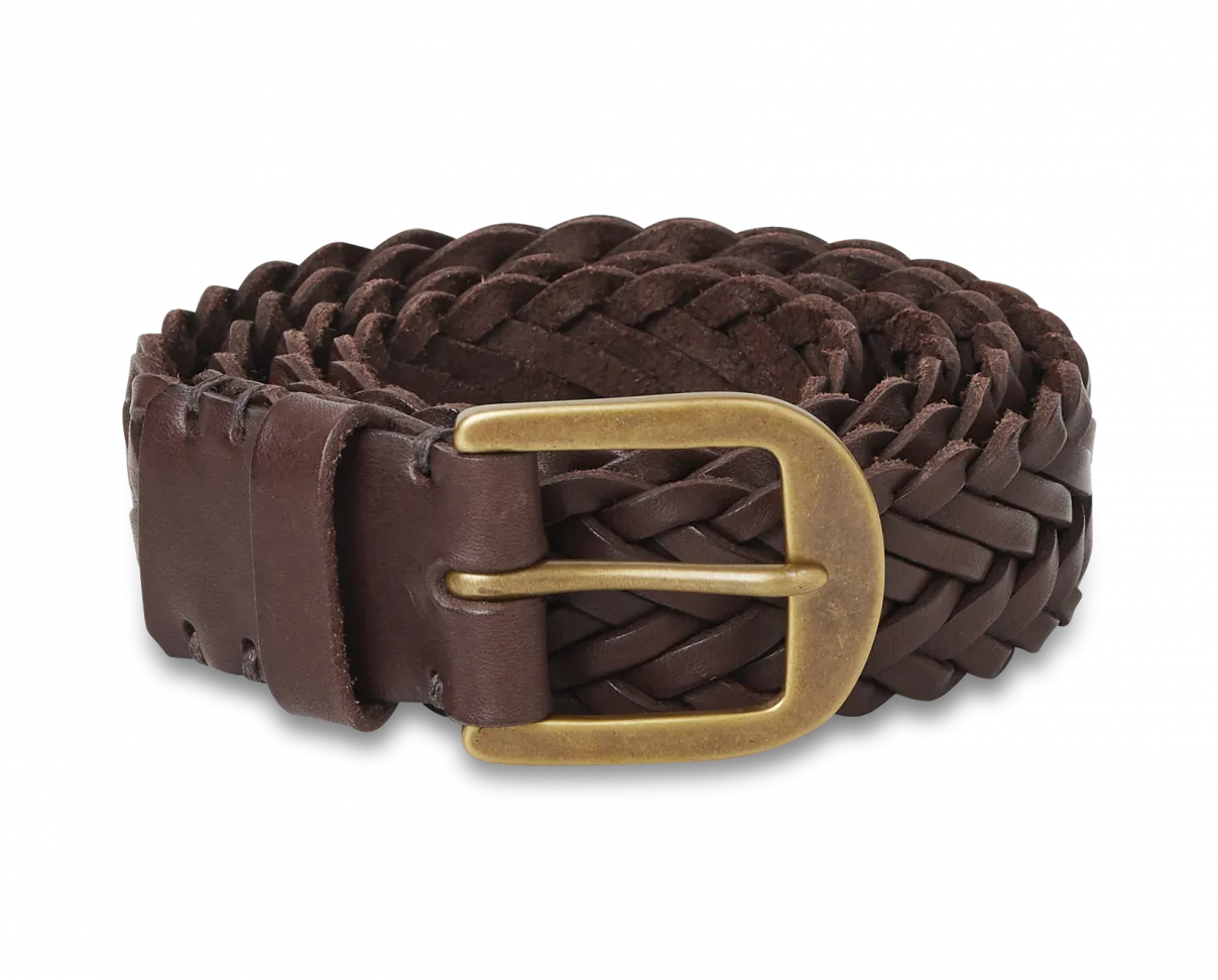 Braided Belt - Walnut Brown / Brass