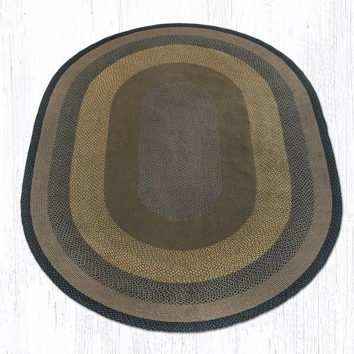 Brown, Black, & Charcoal Braided Rug - Oval