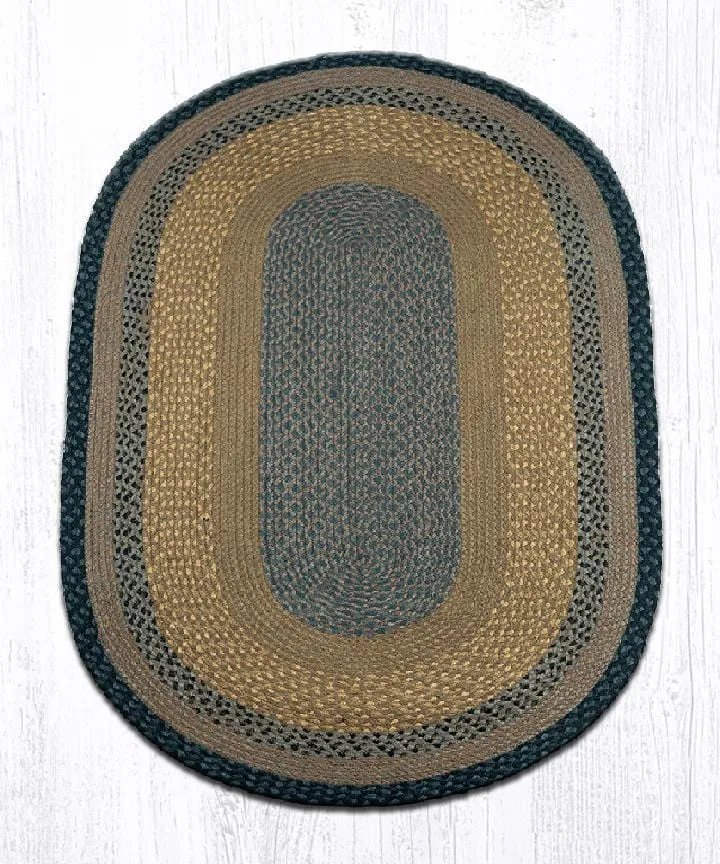 Brown, Black, & Charcoal Braided Rug - Oval