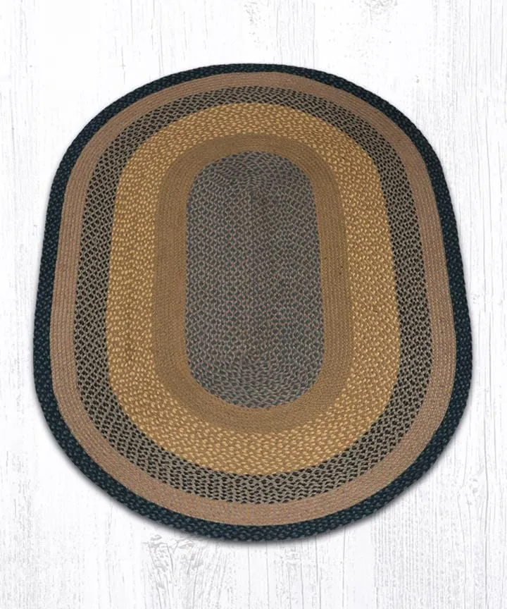 Brown, Black, & Charcoal Braided Rug - Oval