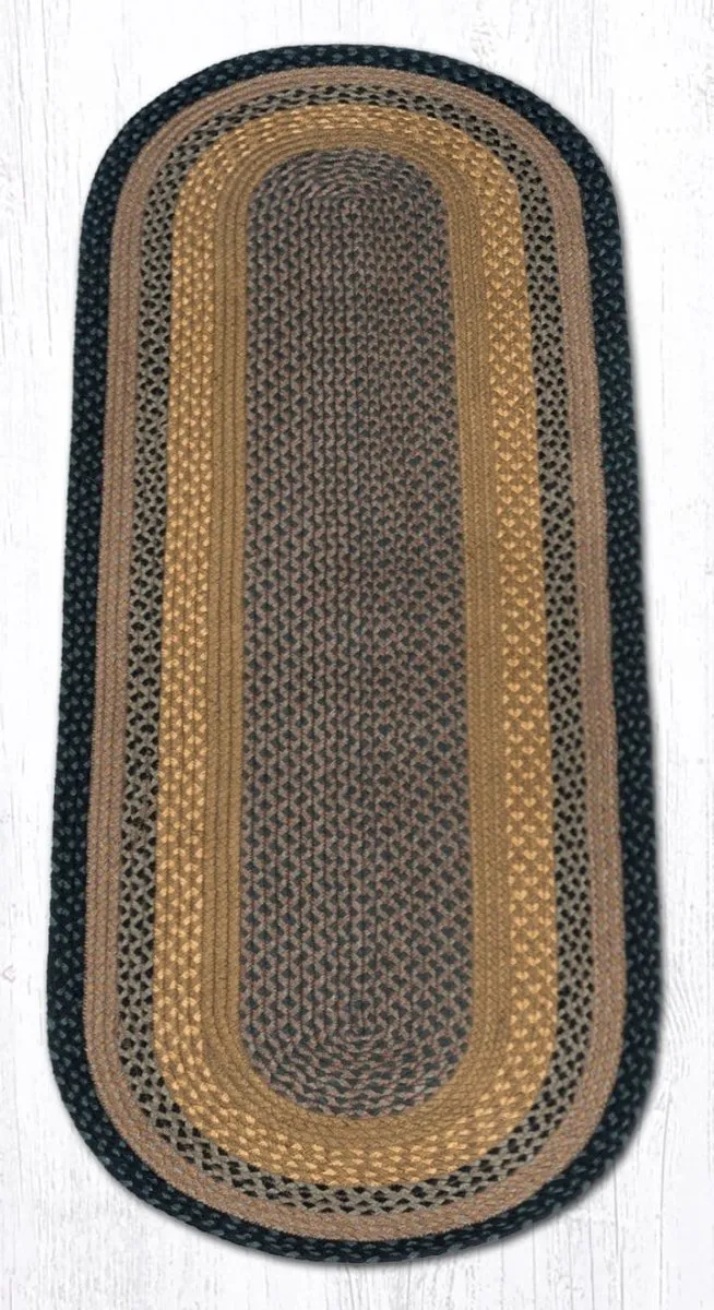 Brown, Black, & Charcoal Braided Rug - Oval