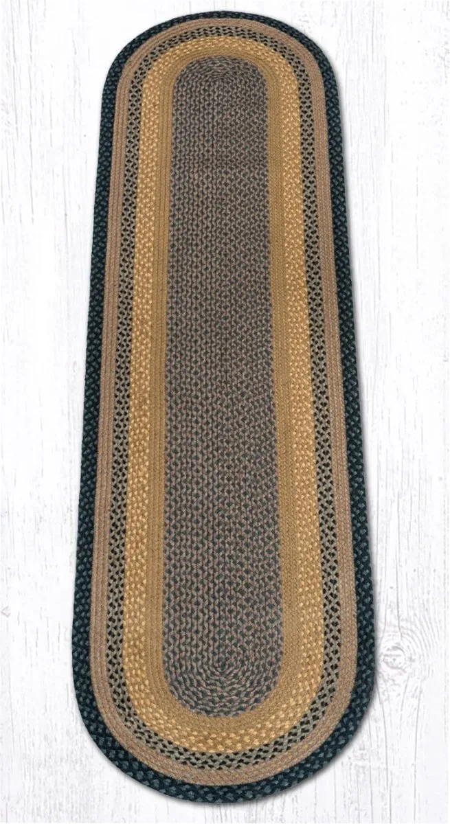 Brown, Black, & Charcoal Braided Rug - Oval