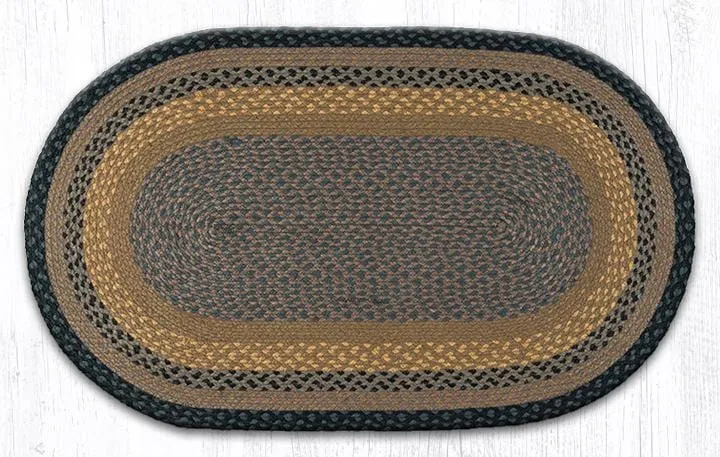 Brown, Black, & Charcoal Braided Rug - Oval