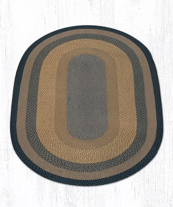 Brown, Black, & Charcoal Braided Rug - Oval