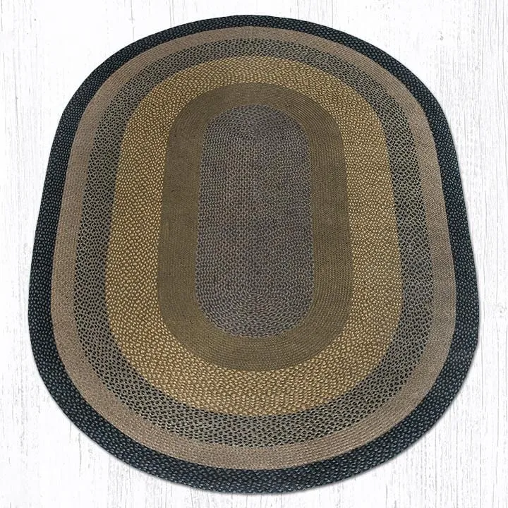 Brown, Black, & Charcoal Braided Rug - Oval
