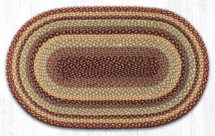 Burgundy & Cream Braided Rug - Oval
