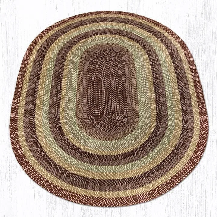 Burgundy & Cream Braided Rug - Oval
