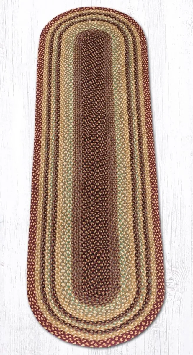 Burgundy & Cream Braided Rug - Oval