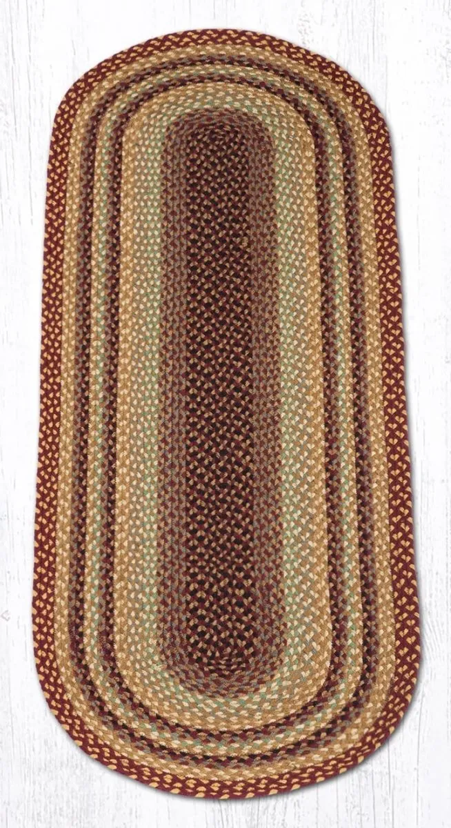 Burgundy & Cream Braided Rug - Oval