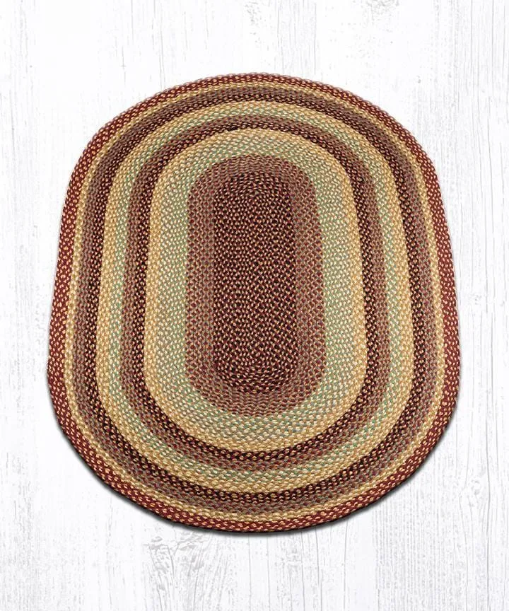 Burgundy & Cream Braided Rug - Oval