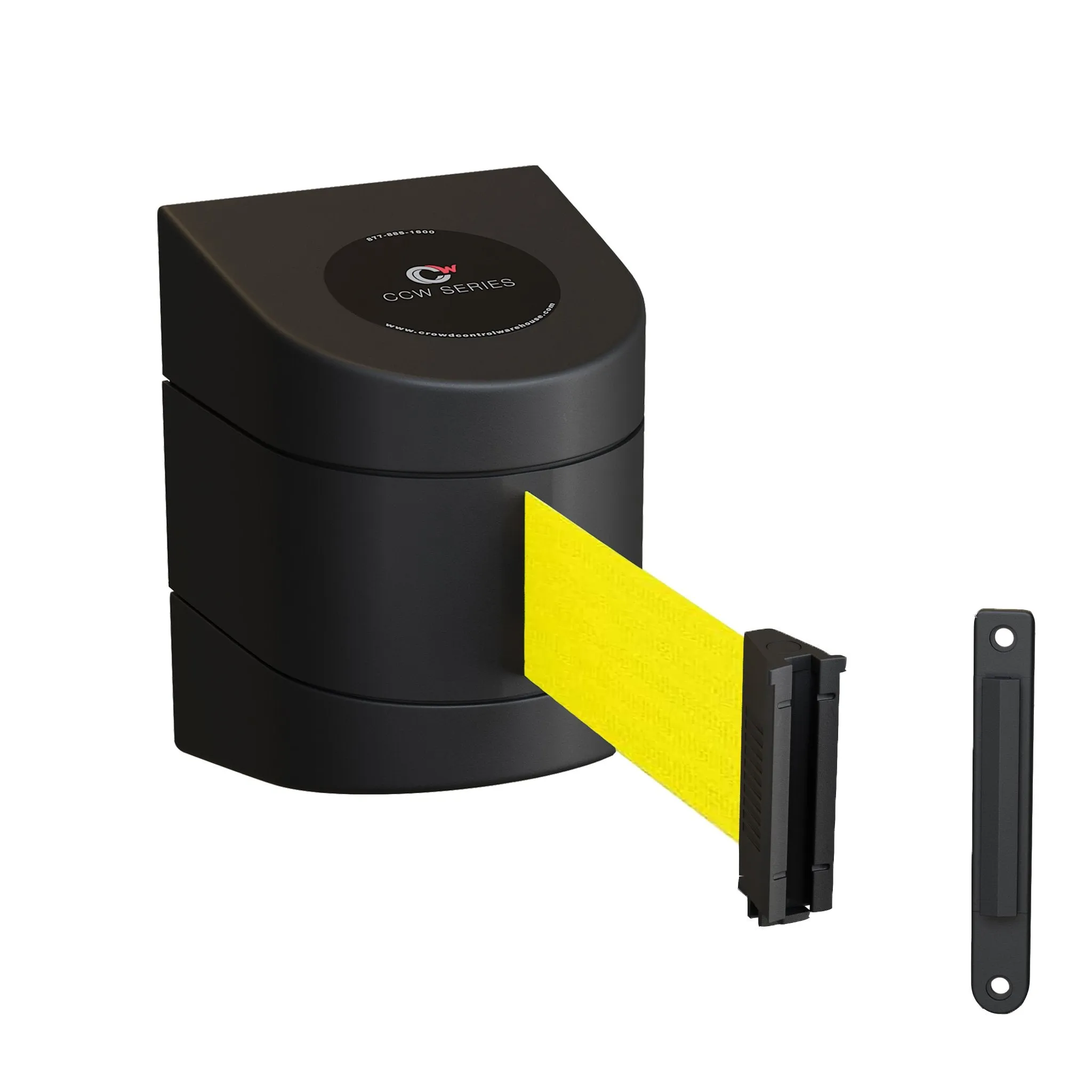 CCW Series WMB-220- Wall Mounted Retractable Belt Barrier With Black Fixed ABS Case - 7.5, 10, 13, & 15 Ft. Belts