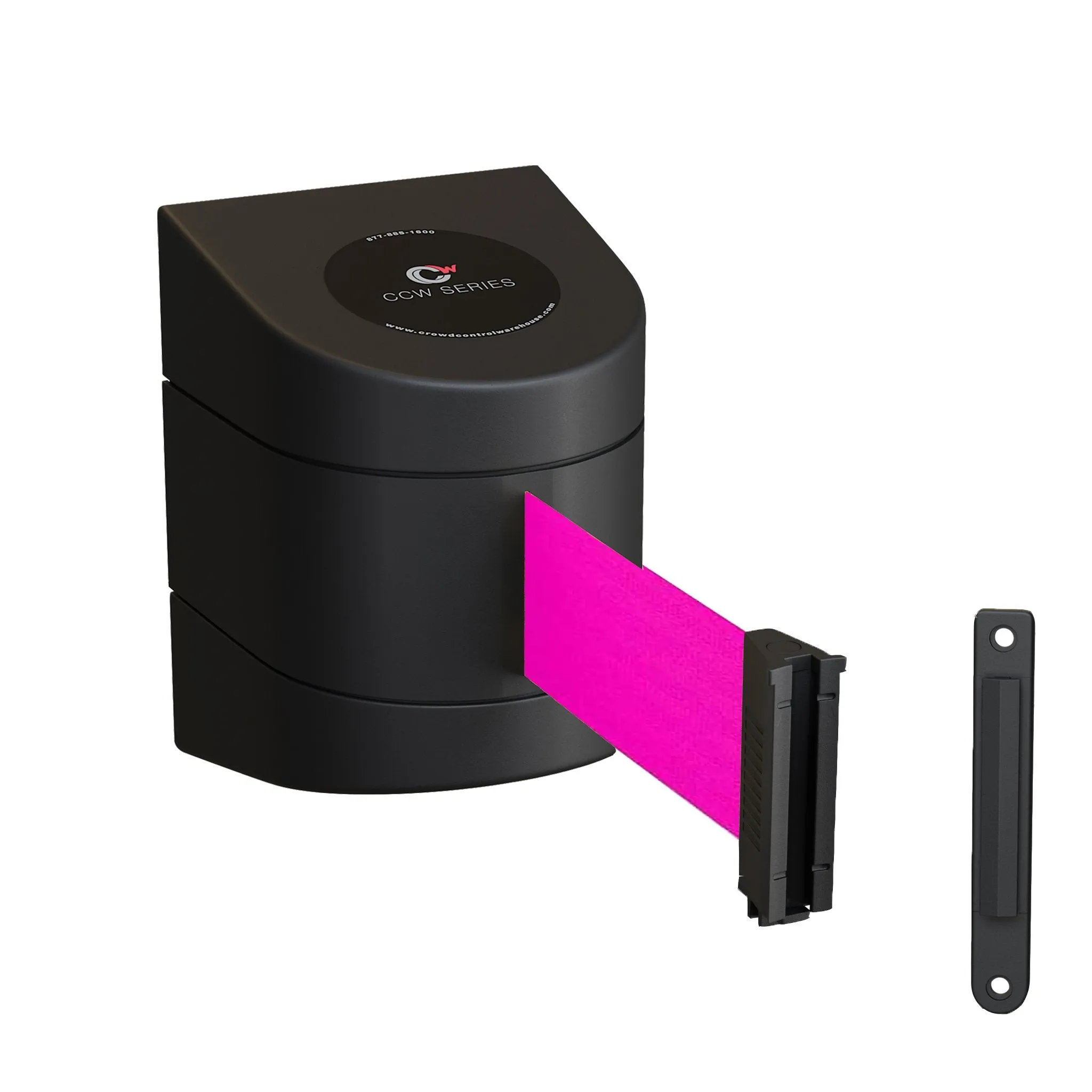 CCW Series WMB-220- Wall Mounted Retractable Belt Barrier With Black Fixed ABS Case - 7.5, 10, 13, & 15 Ft. Belts