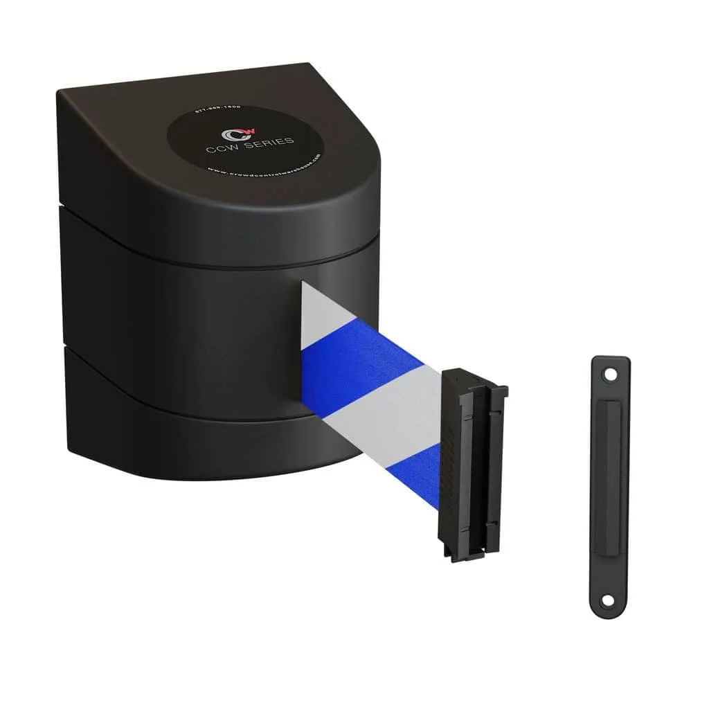 CCW Series WMB-230- Wall Mounted Retractable Belt Barrier With Black Fixed ABS Case- 20, 25 & 30 Ft. Belts