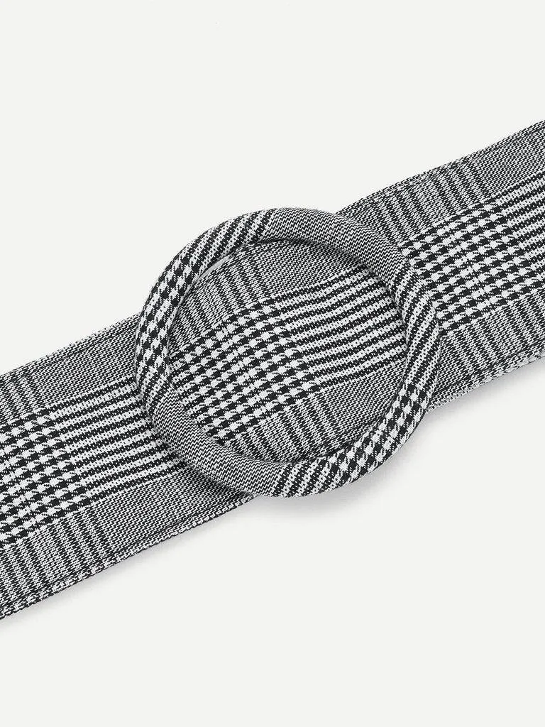 Circle Buckle Plaid Belt