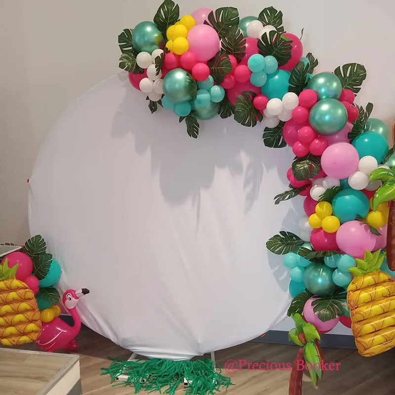 Custom White Round Fabric Backdrop Pure Color