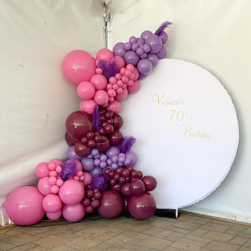 Custom White Round Fabric Backdrop Pure Color