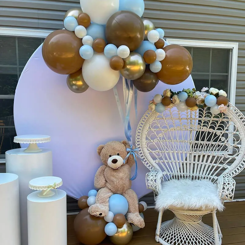 Custom White Round Fabric Backdrop Pure Color