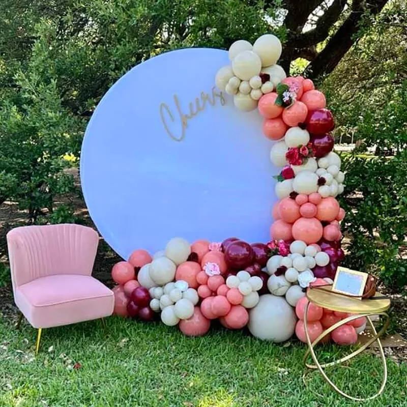 Custom White Round Fabric Backdrop Pure Color
