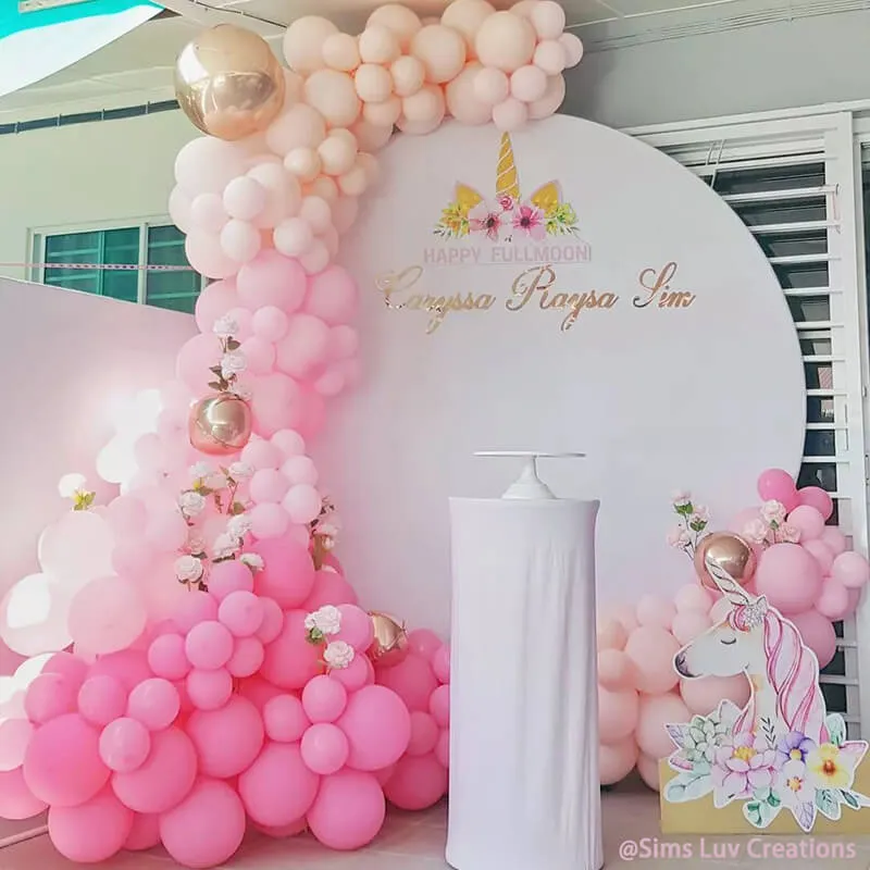 Custom White Round Fabric Backdrop Pure Color
