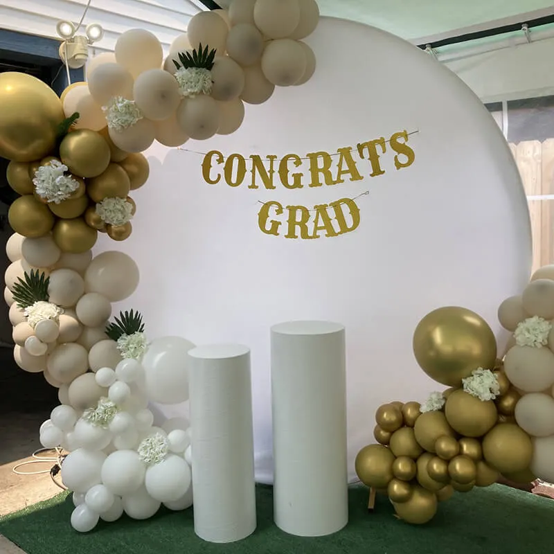 Custom White Round Fabric Backdrop Pure Color