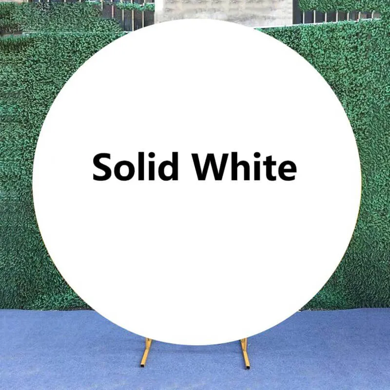 Custom White Round Fabric Backdrop Pure Color