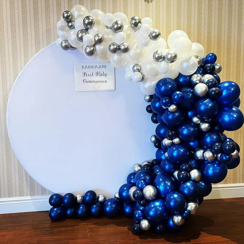 Custom White Round Fabric Backdrop Pure Color