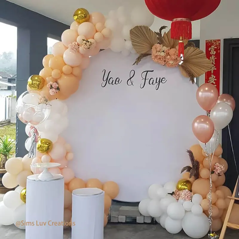 Custom White Round Fabric Backdrop Pure Color