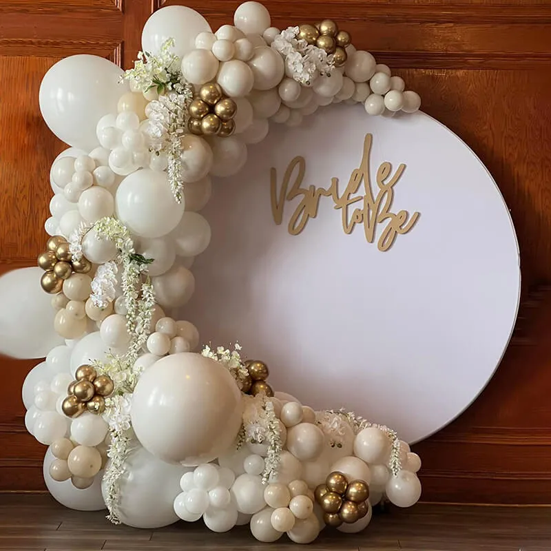 Custom White Round Fabric Backdrop Pure Color