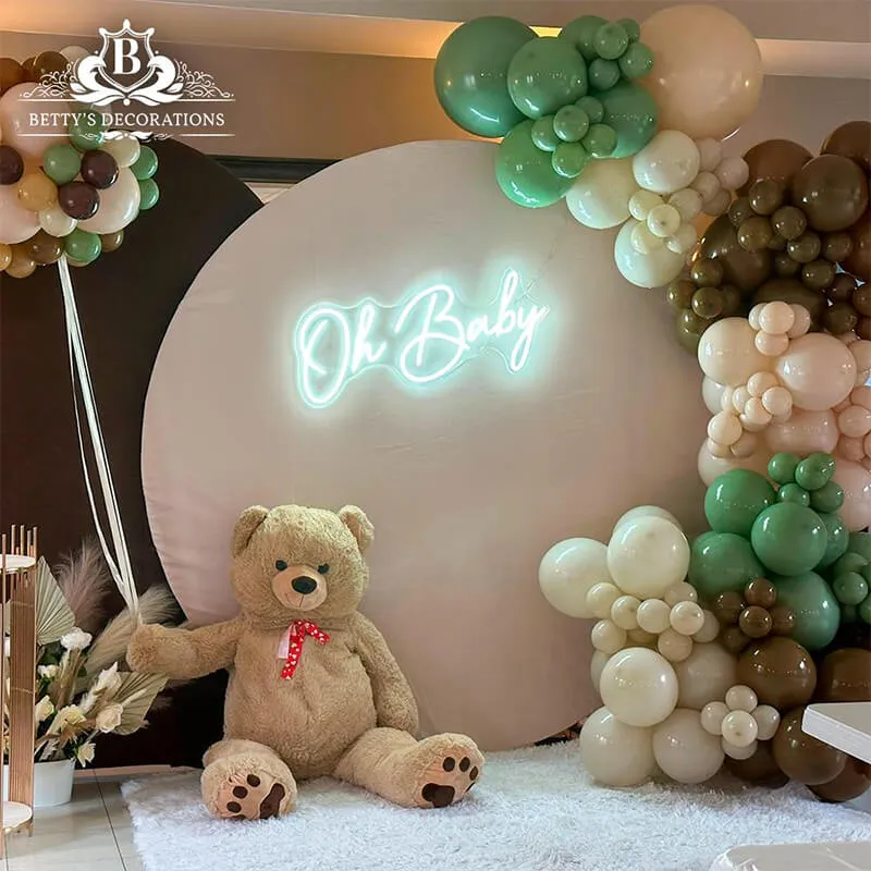Custom White Round Fabric Backdrop Pure Color