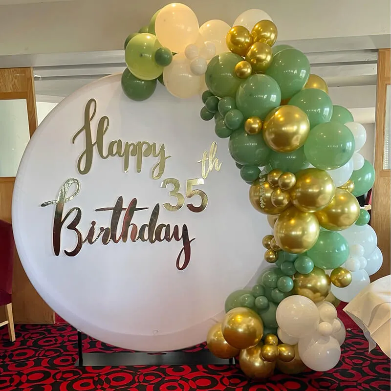 Custom White Round Fabric Backdrop Pure Color