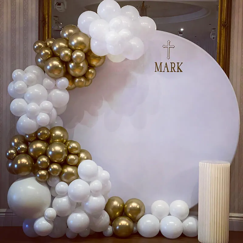 Custom White Round Fabric Backdrop Pure Color