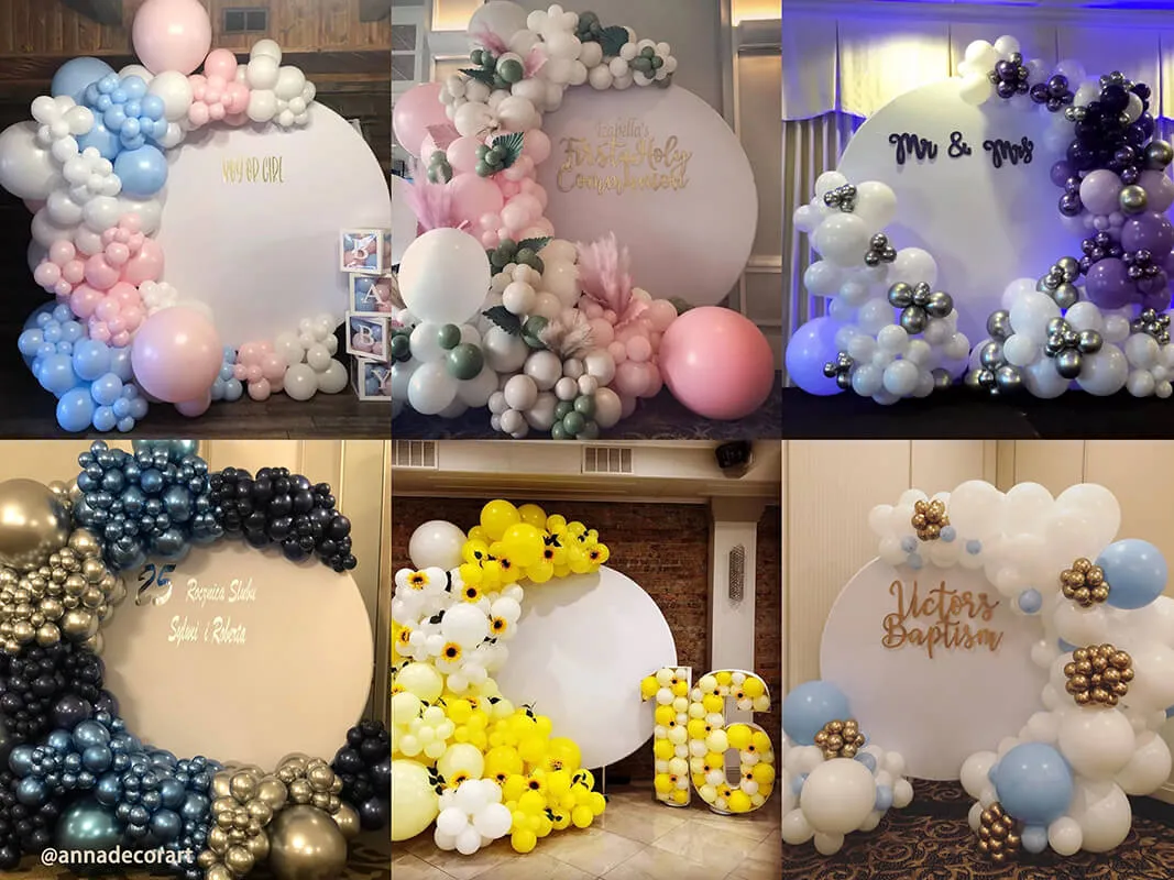 Custom White Round Fabric Backdrop Pure Color