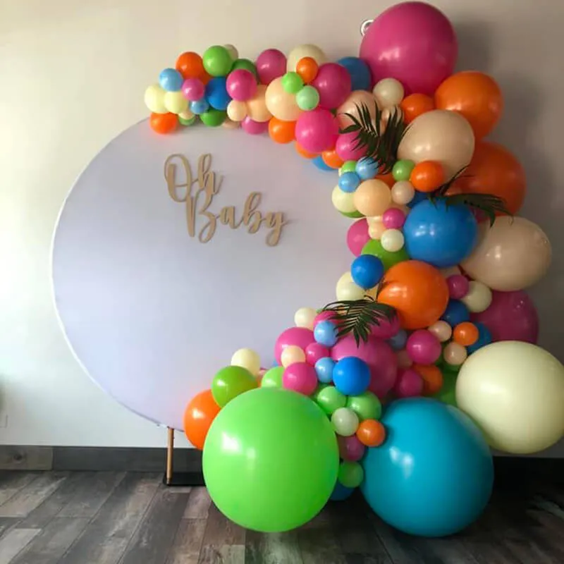 Custom White Round Fabric Backdrop Pure Color