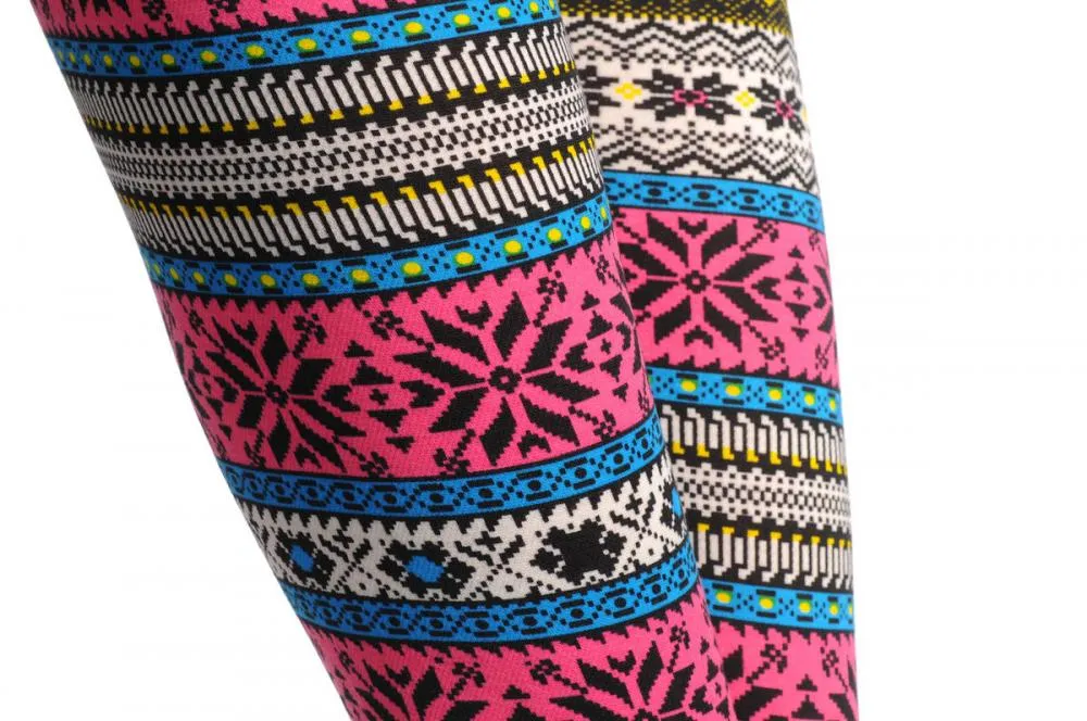 Dark Pink Blue & Yellow Aztec Jacquard Knit Print