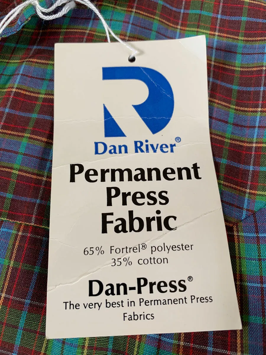 Deadstock 50s 60s Day Dress Plaid Shirtwaist Style Vintage Shift Large Nancy Frock Dan River VFG