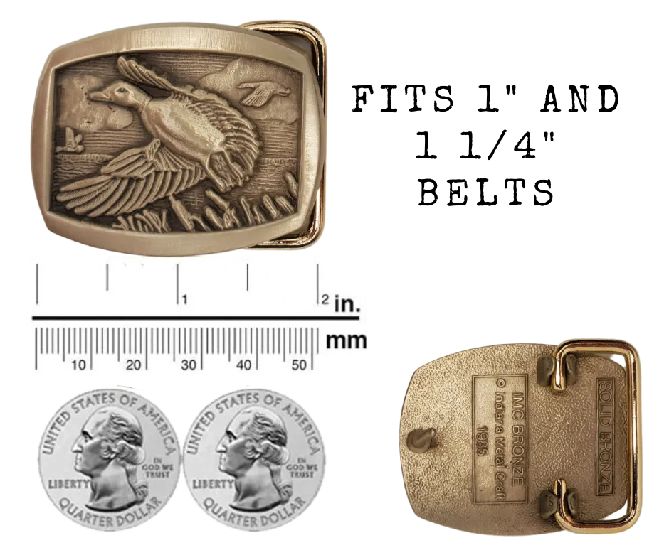 Duck Scene Small Belt Buckle Pewter